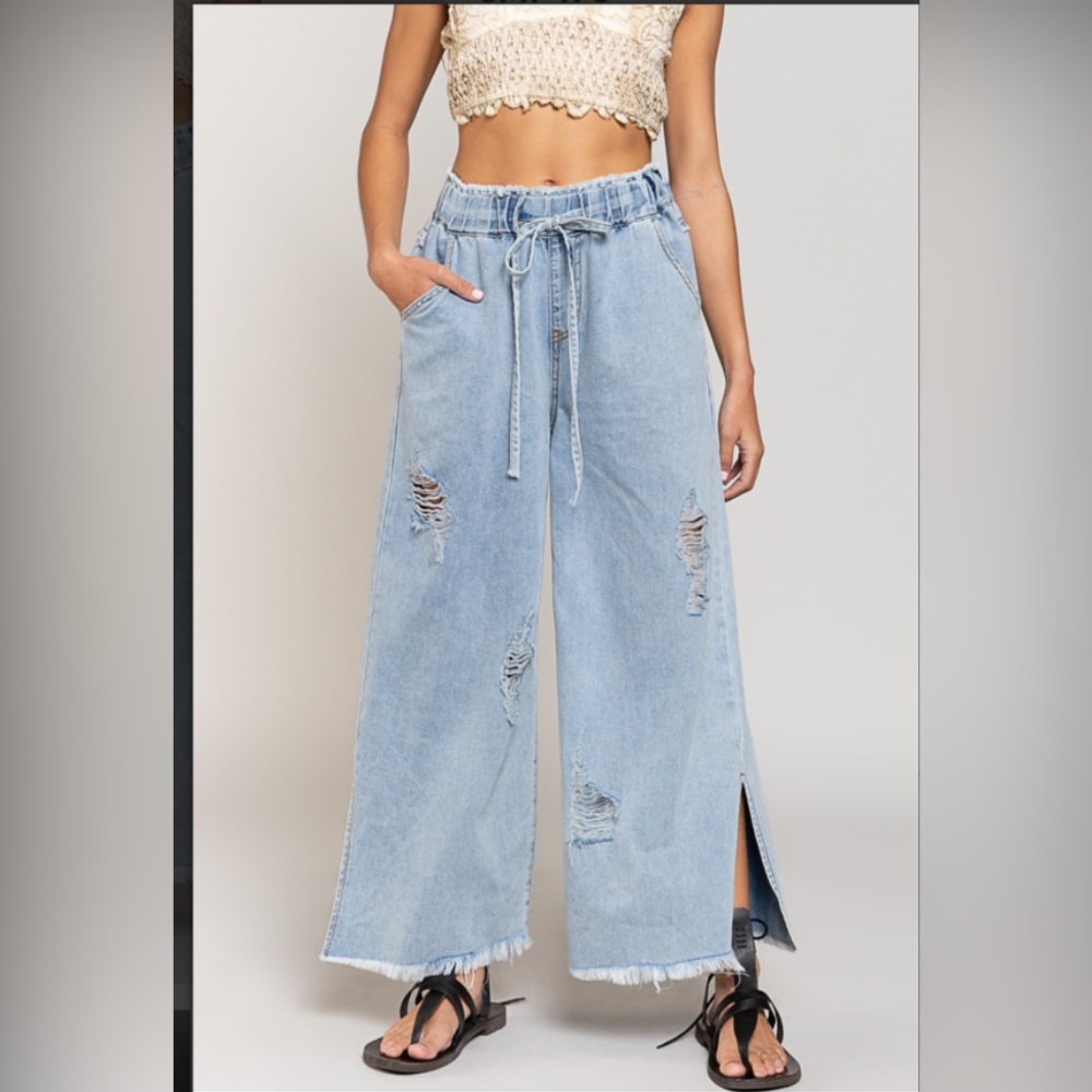 POL Light Blue Frayed Hem Jeans